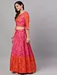 Orange & Pink Bandhani Printed Lehenga Choli & Solid Dupatta