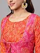 Orange & Pink Bandhani Printed Lehenga Choli & Solid Dupatta