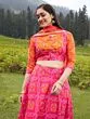 Orange & Pink Bandhani Printed Lehenga Choli & Solid Dupatta