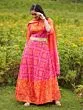Orange & Pink Bandhani Printed Lehenga Choli & Solid Dupatta