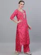 Pink & Orange Bandhani Printed Straight Kurta With Palazzo Set