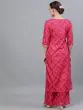 Pink & Orange Bandhani Printed Straight Kurta With Palazzo Set