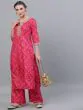 Pink & Orange Bandhani Printed Straight Kurta With Palazzo Set