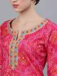 Pink & Orange Bandhani Printed Straight Kurta With Palazzo Set