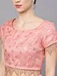 Peach & Silver Organza Foil Print Lehenga Choli With Solid Dupatta