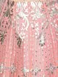 Peach & Silver Organza Foil Print Lehenga Choli With Solid Dupatta