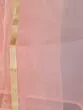 Peach & Silver Organza Foil Print Lehenga Choli With Solid Dupatta
