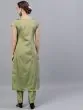 Green & Black Flock Printed Straight Kurta With Pant Set