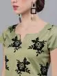 Green & Black Flock Printed Straight Kurta With Pant Set