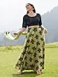 Green & Black Flock Print Lehenga With Sequenced Choli & Net Dupatta