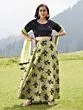 Green & Black Flock Print Lehenga With Sequenced Choli & Net Dupatta