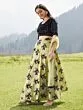 Green & Black Flock Print Lehenga With Sequenced Choli & Net Dupatta