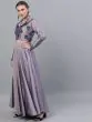 Purple & Black Flock Printed Lehenga Choli Set