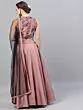Mauve & Black Flock Printed Lehenga Choli Set With Net Dupatta