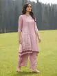 Rose Gold Printed Double Layered Kurta & Palazzo Set