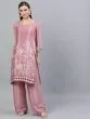 Rose Gold Printed Straight Kurta With Palazzo Set