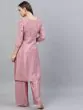 Rose Gold Printed Straight Kurta With Palazzo Set