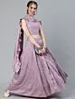 Lavender Schiffli Work Lehenga Choli With Dupatta