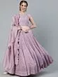 Lavender Schiffli Work Lehenga Choli With Dupatta