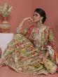 Green & Red Floral Printed Lace Work Kurta Sharara With Dupatta Set