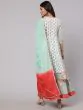 Pastle Green & Red Floral Printed Lace Work Kurta & Sharara With Dupatta Set