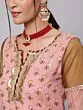 Light Brown & Olive Printed Lace Work Kurta & Sharara With Dupatta & Potali Bag
