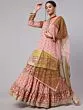 Light Brown & Olive Printed Lace Work Kurta & Sharara With Dupatta & Potali Bag