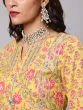 Yellow & Pink Floral Printed Kurta & Sharara With Dupatta Set