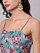 Blue & Pink Floral Printed Kurta & Palazzo With Dupatta Set