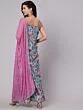Blue & Pink Floral Printed Kurta & Palazzo With Dupatta Set