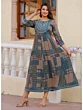 Women Printed Viscose Rayon Anarkali Kurta (Blue)