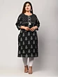 Women Black Pure Cotton Printed Straight Kurta