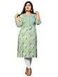 Women Floral Printed Pure Cotton Plus Size Straight Kurta (Green)