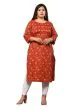 Women Floral Print, Printed Pure Cotton Plus Size Straight Kurta (Dark Red)