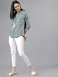 Women Olive Green Printed A-Line Top