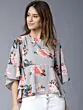 Women Grey Printed Peplum Top