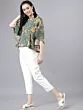 Women Teal Floral Printed Peplum Top
