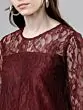 Women Maroon Self Design Top
