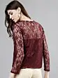 Women Maroon Self Design Top