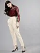 Women Maroon Self Design Top