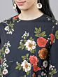 Women Blue Floral Printed Peplum Top