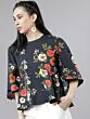 Women Blue Floral Printed Peplum Top