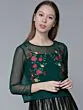 Women Green Embroidered Sheer Top
