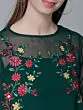 Women Green Embroidered Sheer Top