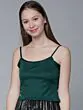 Women Green Embroidered Sheer Top