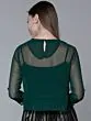Women Green Embroidered Sheer Top