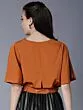 Women Rust Red Solid Blouson Crop Top