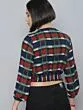 Women Red Checked Cropped Wrap Top