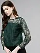Women Green Self Design Top