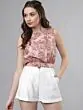 Women Beige Printed Blouson Top